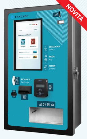 cassa centralizzata automatica per lavanderie self-service con POS e pagamenti digitali